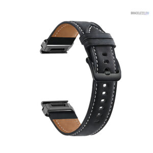 Bracelet Quick-Fit 26mm en cuir véritable, couleur noire