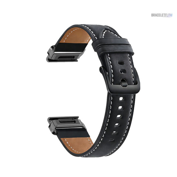 Bracelet Quick-Fit 26mm en cuir véritable, couleur noire